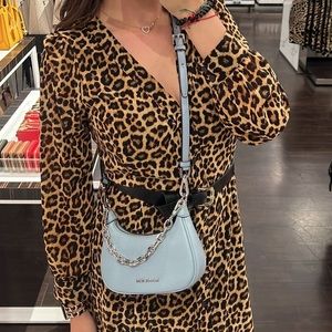 Michael Kors Cora Extra-Small Pebbled Leather Shoulder Bag Pale Blue